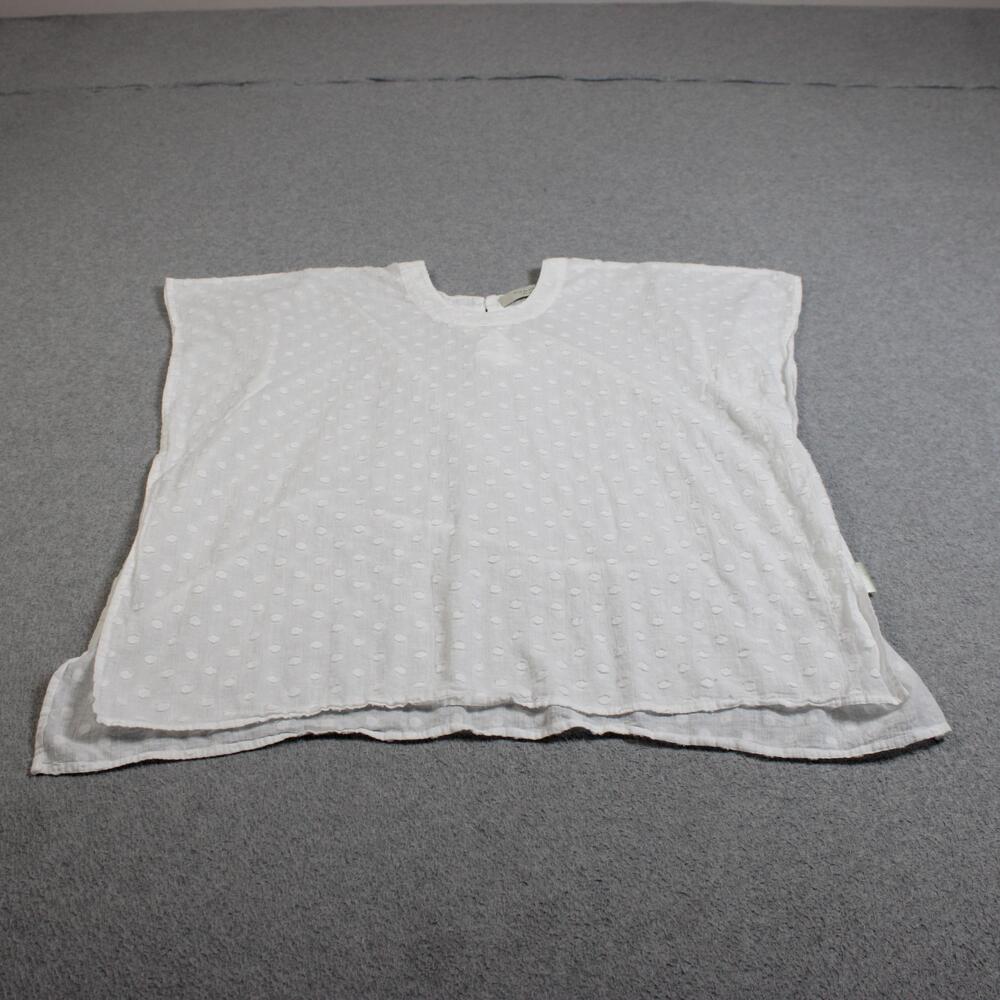 7115 By Szeki Shirt Women XS White Cotton Textured Tunic Sheer Boho Lagenlook